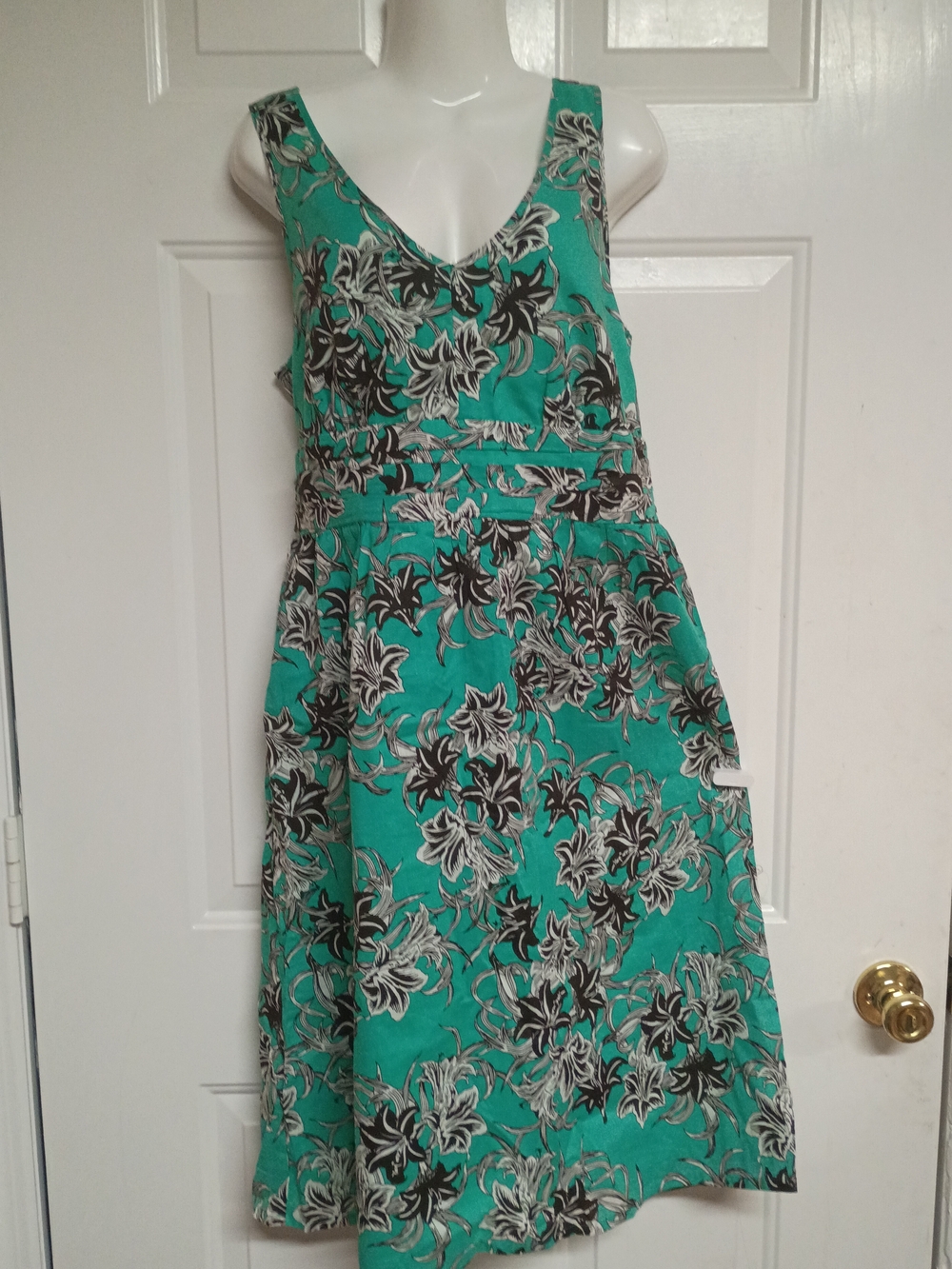 🤠🦄Chadwicks Teal Floral V-Neck Midi Dress Size 12